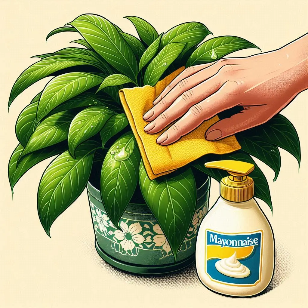 Use mayonnaise to polish the leaves of your plants