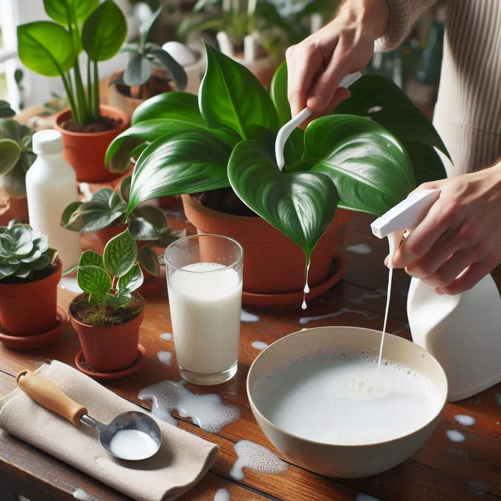 Cleaning Indoor Plant Leaves with Milk