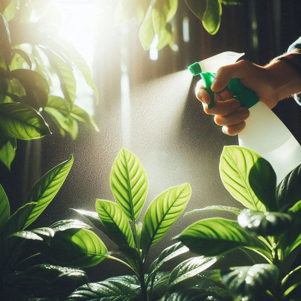Cleaning plant leaves with water